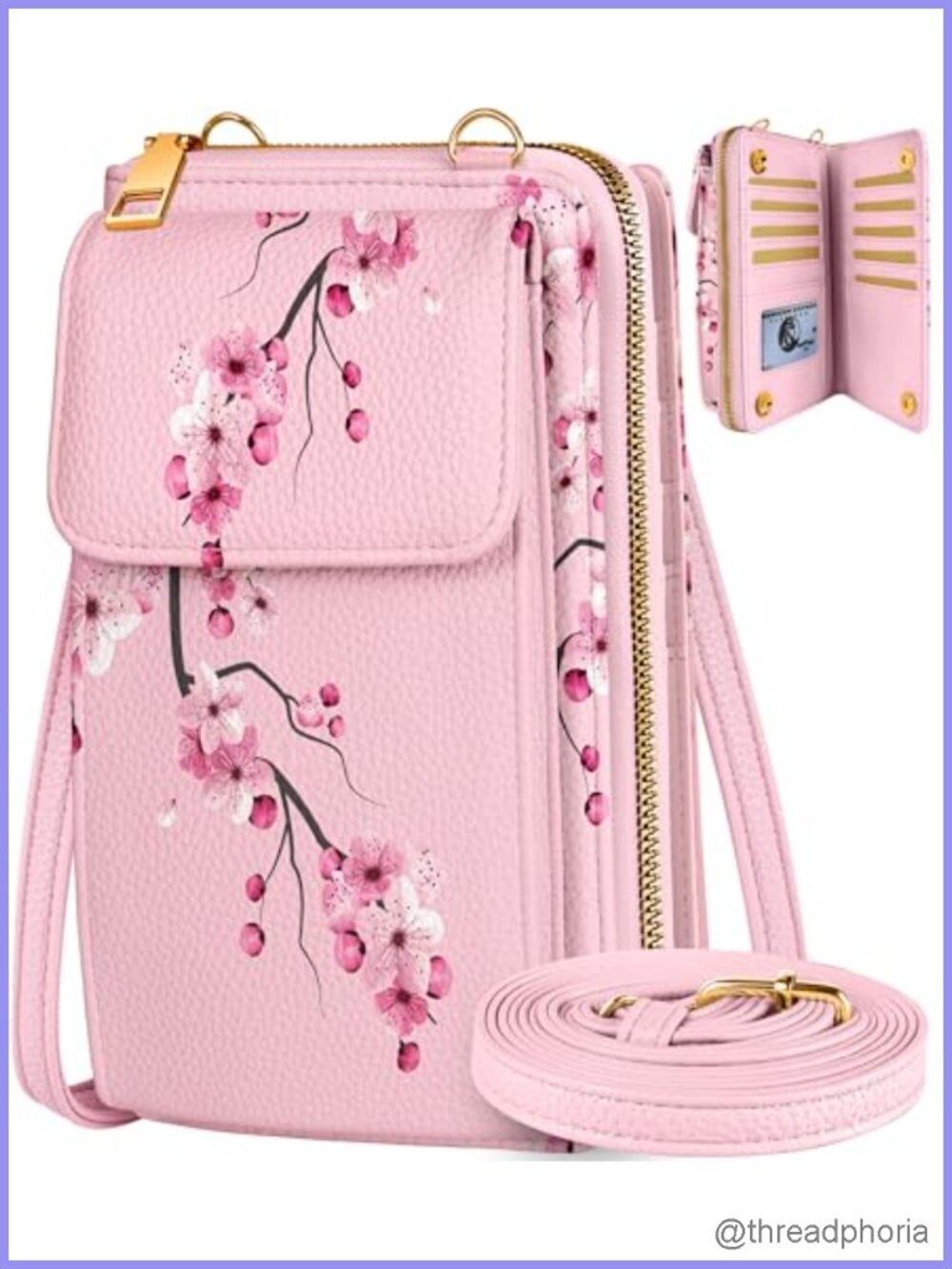 Faux Leather Crossbody Phone Purse with Card Slots for Women
